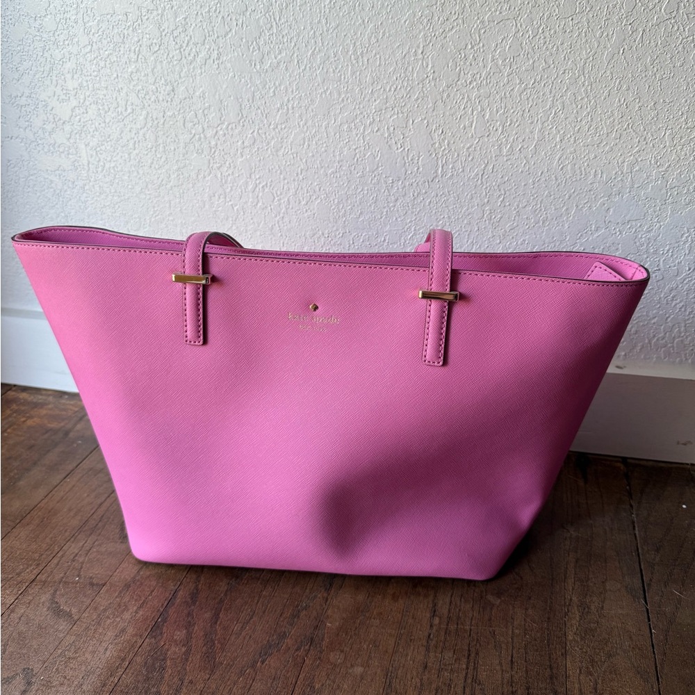Kate Spade Pink Leather Tote Vibrant Spacious Design